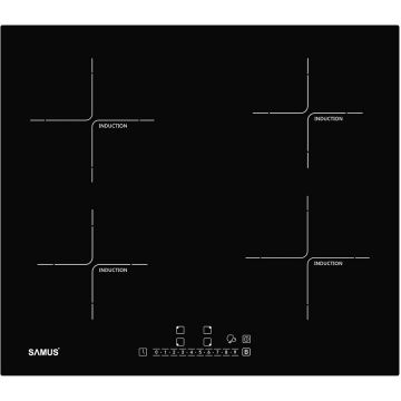 Samus Plita cu Inductie Samus PSI-64BG7, Latime 60 cm, 4 zone de gatit, Touch Control, Negru