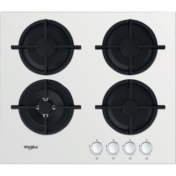 Whirlpool Plita Incorporabila Whirlpool AKT 625/WH, Gaz, 7800w, 4 zone de gatit, 59cm, Alb