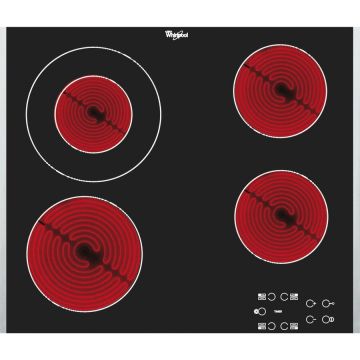 Whirlpool Plita incorporabila Whirlpool AKT 8130/BA, Electrica, Vitroceramica, 4 Zone de gatit, Panou digital, Timer, 58 cm