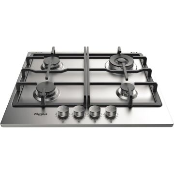 Whirlpool Plita incorporabila Whirlpool TKRL 661 IX EU, Gaz, 4 zone gatit, Gratar fonta, Aprindere electirca, 60 cm, Inox