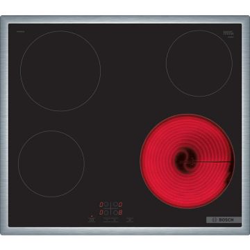 BOSCH Plita electrica, Bosch, PKE645BA2E, 60cm, Cadru din otel inoxidabil, TouchSelect, ReStart, Negru
