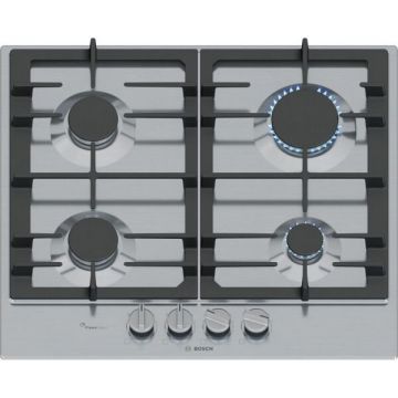 BOSCH Plita incorporabila Bosch PCP6A5I90, Gaz, 4 arazatoare, Flame select, Gratar fonta, 60 cm, Inox