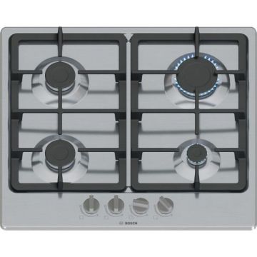 BOSCH Plita incorporabila Bosch PGP6B5K90, Gaz, 4 arzatoare, Gratar fonta, 60 cm, Inox