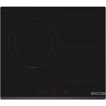 BOSCH Plita incorporabila Bosch PVJ631HC1E, Inductie, 4 zone de gatit, Smart Hood Connect, Combi Zone, PerfectFry Plus , 60 cm, Negru