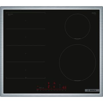 BOSCH Plita independenta incorporabila vitroceramica Bosch PIX645HC1E Seria 6, 4 zone gatit, 60 cm, Negru-Otel inoxidabil