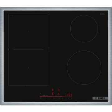 BOSCH Plita inductie vitroceramica incorporabila Bosch PVS64RHB1E Series 6, 60 cm, 4 zone gatit, Negru-Otel inoxidabil