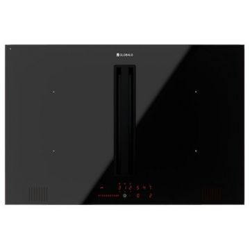 Globalo Plita inductie incorporabila cu hota integrata GLOBALO Plantis 80.1, hota 638 mc/h, 80cm, 4 zone de gatit, Functie de combinare a zonelor, Clasa A++, 9 niveluri putere, Control Tactil, Temporizator, Neagra