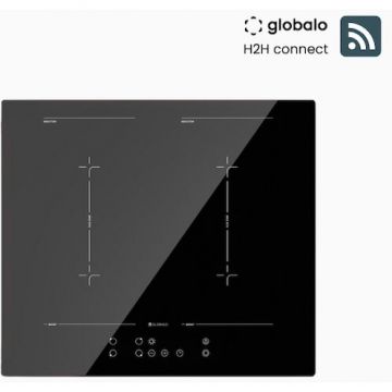 Globalo Plita Inductie incorporabila GLOBALO Fiali 60.1, H2H, 4 zone de gatit, Functie de combinare a zonelor, Touch Control, Timer, 60 cm, Sticla neagra