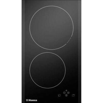 hansa Plita incorporabila domino Hansa, 30 cm, Inductie, 2 zone, touch, comenzi frontale, indicator putere, Booster, ChildLock, mentinere temperatura, Timer, sticla neagra