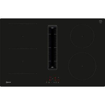 NEFF Plita incorporabila cu inductie  Neff V58NBS1L0 N 50, cu sistem de ventilatie integrat, 4 zone de gatit, 17 niveluri de putere, functie PowerBoost, 80 cm, putere ventilator 500 m³/h, Negru