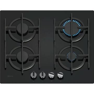 NEFF Plita Incorporabila NEFF T26PIP4S0, Gaz, 60 Cm, Sticla, Negru, 4 zone de gatit
