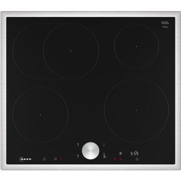 NEFF Plita inductie vitroceramica incorporabila Neff T56STF1L0 N 90, 4 zone gatit, 17 trepte de putere, 60 cm, Negru-Otel inoxidabil
