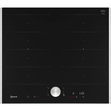 NEFF Plita inductie vitroceramica incorporabila Neff T66TTX4L0 N 90, 60 cm, 4 zone gatit, Negru-Otel inoxidabil