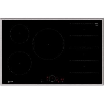 NEFF Plita inductie vitroceramica incorporabila Neff T68SHV4L0 N 70, 80 cm, 5 zone gatit, Negru-Otel inoxidabil