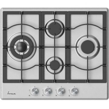 Plita Gaz FBH-M4IWF-SS 4 Arzatoare Gratar Fonta Wok Aprindere Electrica Inox