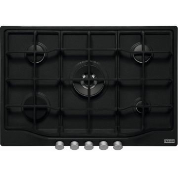 Plita gaz incorporabila Franke Country FCH 755 4G TC ON C cu 5 arzatoare  arzator tripla coroana  gratare fonta  Nero