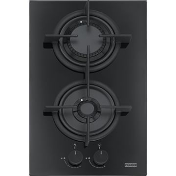 Plita gaz incorporabila Franke Crystal Black FHCR 302 2G HE BK C cu 2 arzatoare  310x510mm  gratare fonta