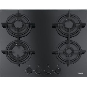 Plita gaz incorporabila Franke Crystal Black FHCR 604 4G HE BK C cu 4 arzatoare  590x510mm  gratare fonta