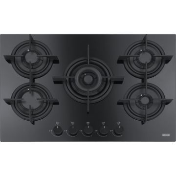 Plita gaz incorporabila Franke Crystal Black FHCR 755 4G TC HE BK C cu 5 arzatoare  720x510mm  gratare fonta