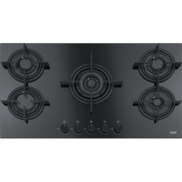 Plita gaz incorporabila Franke Crystal Black FHCR 905 4G TC HE BK C cu 5 arzatoare  880x510mm  gratare fonta