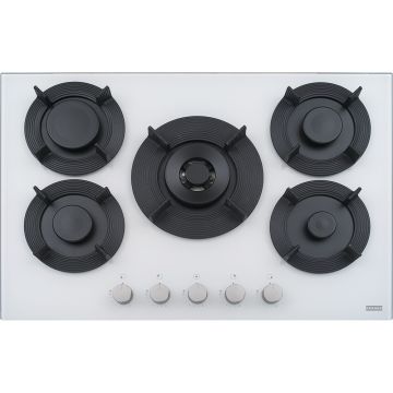 Plita gaz incorporabila Franke Maris Free by Dror FHMF 755 4G DC C cu 5 arzatoare  75x51cm  gratare fonta  Bianco