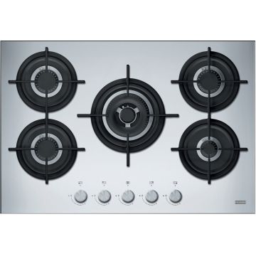 Plita gaz incorporabila Franke Mythos Steel Pro FHCR 755 4G TC HE XA C cu 5 arzatoare  75cm  gratare fonta  inox
