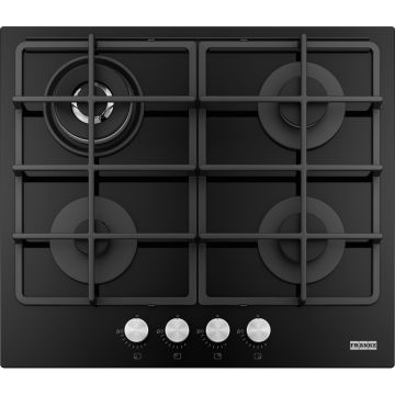 Plita gaz incorporabila Franke Smart FHSM 604 3G DC BK C cu 4 arzatoare  60cm  gratare fonta  Cristallo Nero