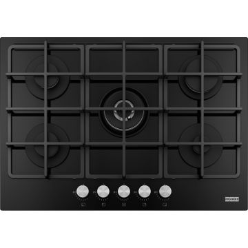 Plita gaz incorporabila Franke Smart FHSM 755 4G DC BK C cu 5 arzatoare  73cm  gratare fonta  Cristallo Nero