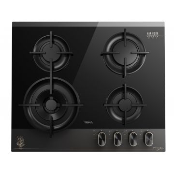 Plita gaz incorporabila Teka GBC 64-VGogh VBC BV  4 arzatoare  60 cm  arzator wok  gratare fonta  cristal gri inchis & negru  editie speciala Van Gogh
