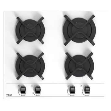 Plita gaz incorporabila Teka GBC 64000 cu 4 arzatoare  60cm  gratare fonta  Cristal alb