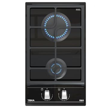Plita gaz incorporabila Teka GZC 32300 Domino  cu 2 arzatoare  30cm  gratare fonta  Cristal negru