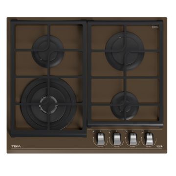Plita gaz incorporabila Teka GZC 64320 cu 4 arzatoare  60cm  gratare fonta  Cristal London brick brown