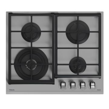 Plita gaz incorporabila Teka GZC 64320 cu 4 arzatoare  60cm  gratare fonta  Cristal Steam Grey