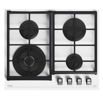Plita gaz incorporabila Teka GZC 64321 cu 4 arzatoare  60cm  gratare fonta  Cristal alb
