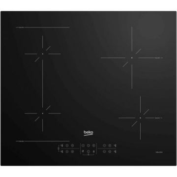 Plita incorporabila Beko HII64200SFMT, Inductie, 4 zone de gatit, Booster, Touch control, Stop & Go, OverHeat Safety System, Auto Shutdown, 60 cm (Negru)