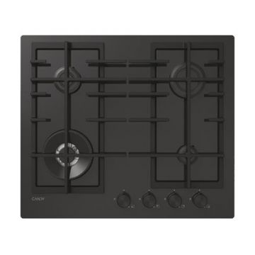 Plita incorporabila Candy CVFG6BF4PB, Gaz, 4 zone de gatire, 9450 W, hOn, Sticla securizata (Negru)