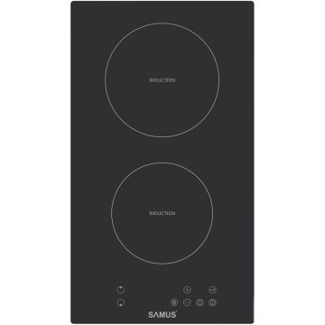 Plita Incorporabila cu Inductie PSI-32BMG6 2 Zone de Gatit 9 Trepte de Putere Timer 3500W 30CM Negru