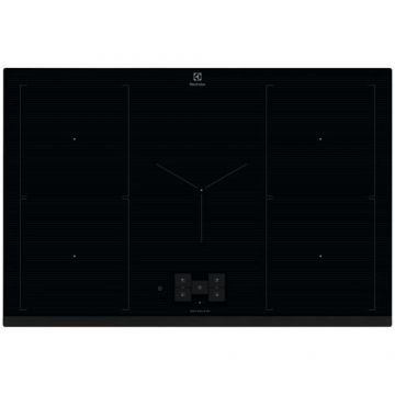 Plita incorporabila Electrolux EIS87583, Inductie, 5 zone de gatit, Booster, Control touch, Timer, Conectivitate hota, Ecran TFT, SenseBoil, 78 cm (Negru)