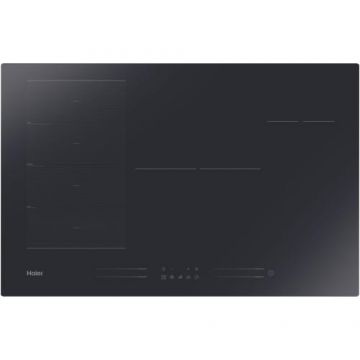 Plita incorporabila Haier HAMTSJ86MC/1, Inductie, 6 zone de gatit, Control tactil multislider, Indicator de caldura reziduala, Multizone, Timmer, Booster, WiFi, 80 cm (Negru)