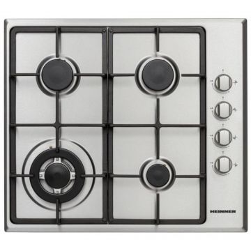 Plita incorporabila Heinner HBH-V4IWFSCIX, Gaz, 4 arzatoare, Wok, Culoare Inox