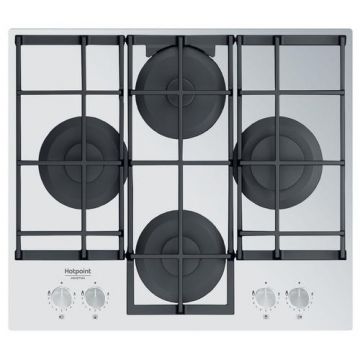 Plita incorporabila Hotpoint HAGS 61F/WH, Gaz, 4 arzatoare, 9 niveluri putere, 7300 W  (Alb)
