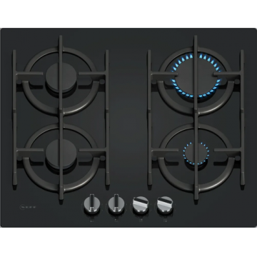 Plita incorporabila NEFF T26PIP4S0, Gaz, 4 arzatoare, 9 trepte putere, 7500 W (Sticla neagra)
