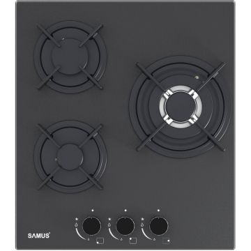 Plita Incorporabila PSG-43SMGN1 3 Arzatoare pe Gaz Aprindere Electrica 45CM Negru