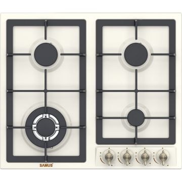 Plita Incorporabila PSG-64VS2 4 Arzatoare Gaz Design Vintage Wok Bej