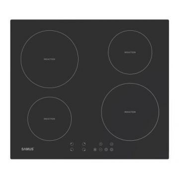 Plita incorporabila SAMUS PSI-64BMG10, Inductie, 4 zone de gatit, Sticla ceramica, Panou touch control, 9 trepte, 7000 W (Negru)