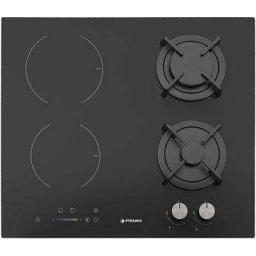 Plita Mixta 2+2 Gaz Si Vitroceramic Sticla Negru