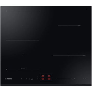 Samsung Plita incorporata cu inductieSamsung NZ64B5046GK U2, 4 zone de gatit, zona Flex, gatit SmartThings, 59 cm, Negru