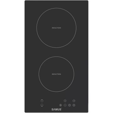 Samus Plita incorporabila inductie Samus PSI-32BMG6, 2 Zone de gatit, Latime 30 cm, Touch Control, 3500 W, Timer digital, Setari putere in 9 trepte, Sticla ceramica,  Neagru mat