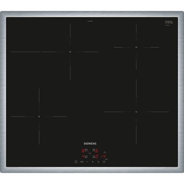 SIEMENS Plita inductie vitroceramica incorporabila Siemens EH645BFB6E iQ300, 60 cm, 4 zone gatit, Negru-Otel inoxidabila