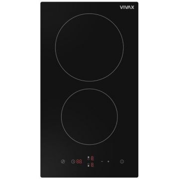 VIVAX Plita incorporabila domino VIVAX BH-02MVC, Vitroceramica, Doua zone de gatit, Boost, Control touch, Timer, 3000 W, Timer digital, Setari putere in 9 trepte, Protectie copii, Indicator caldura reziduala, Sticla securizata, 30 cm, Negru